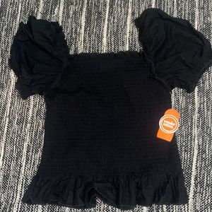 Tube top with ruffled sleeves